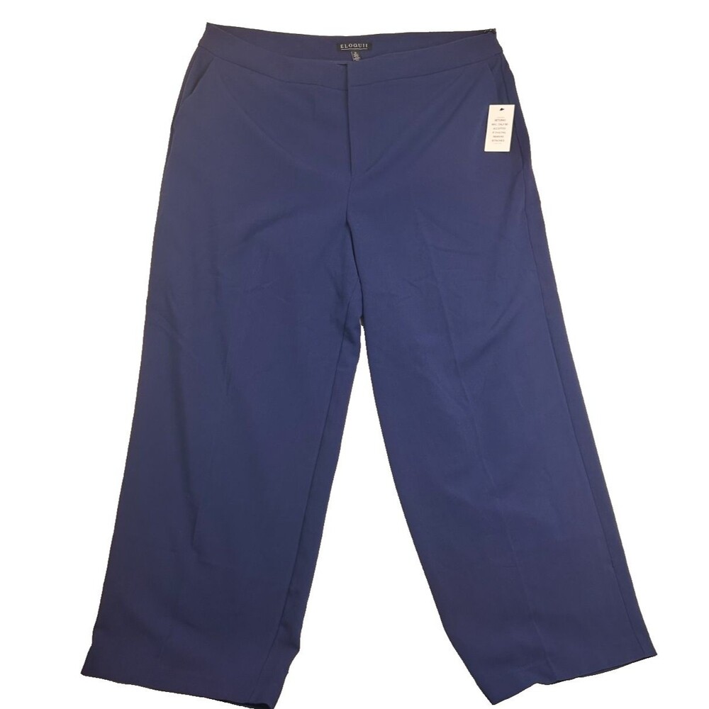 Eloquii Navy Straight-Leg Pants